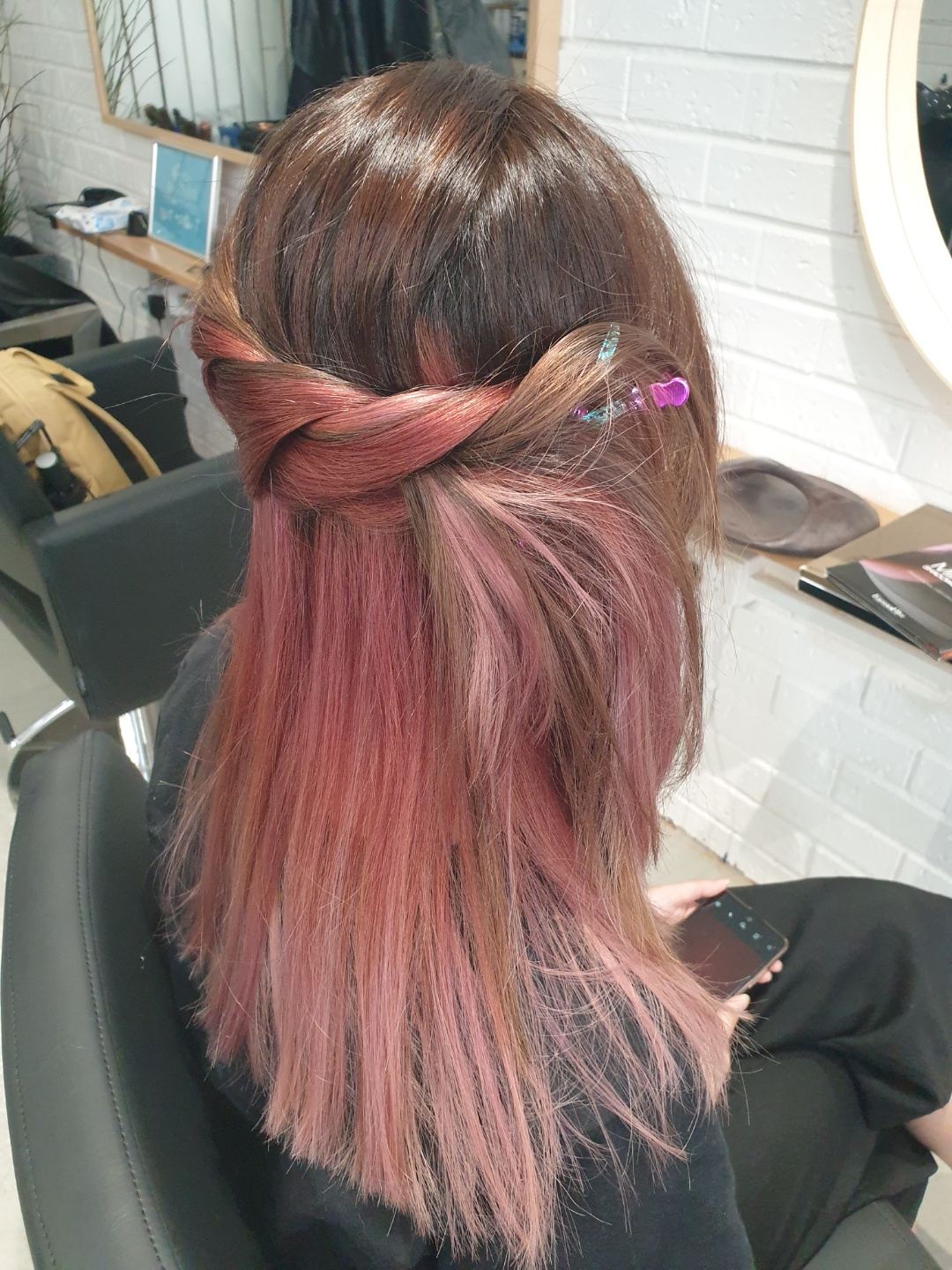 Pink balayage colour by K Hair Lab